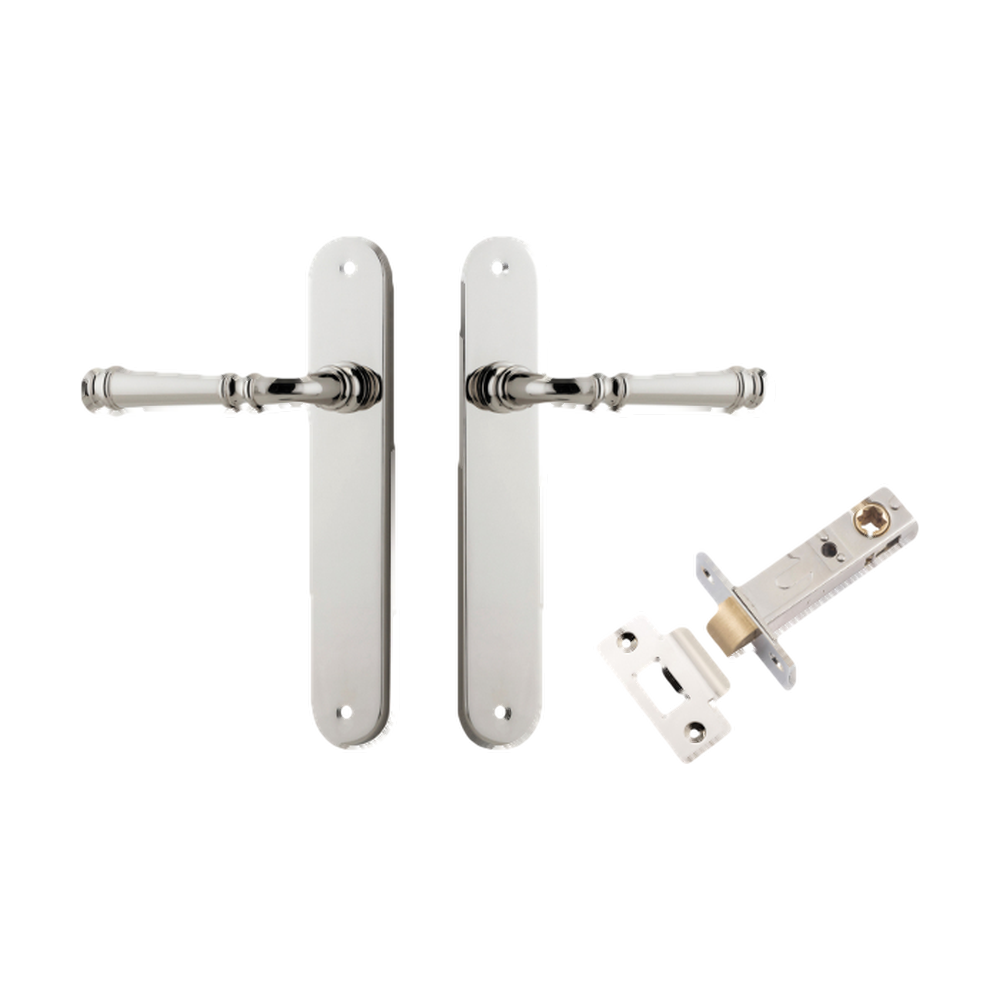 Door Lever Verona Oval Latch Polished Nickel H240xW40xP59mm Passage Kit Tube Latch Split Cam 'T' Striker Polished Nickel Backset 60mm in Polished Nickel