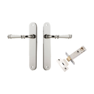 Door Lever Verona Oval Latch Polished Nickel H240xW40xP59mm Passage Kit Tube Latch Split Cam 'T' Striker Polished Nickel Backset 60mm in Polished Nickel