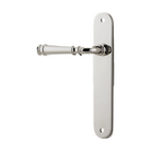Door Lever Verona Oval Latch Left Hand Fixed Polished Nickel L122xP56mm BPH240xW40mm in Polished Nickel