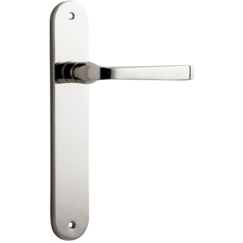 Door Lever Annecy Oval Latch Polished Nickel H230xW40xP62mm in Polished Nickel