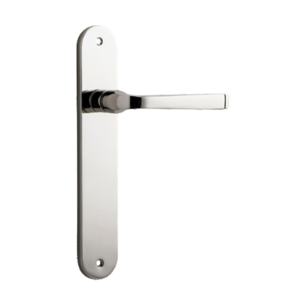 Door Lever Annecy Oval Latch Polished Nickel H230xW40xP62mm in Polished Nickel