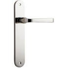 Pair of Iver Annecy lever handles on oval backplates, featuring elegant metal hardware for interior door use.