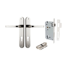 Door Lever Annecy Oval Euro Polished Nickel CTC85mm H240xW40xP62mm Entrance Kit Mortice Lock Euro Polished Nickel CTC85mm Backset 60mm, Euro Cylinder Dual Function 5 Pin Polished Nickel L65mm KA1 in Polished Nickel