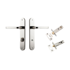 Door Lever Annecy Oval Privacy Polished Nickel CTC85mm H240xW40xP62mm Inbuilt Privacy Kit Tube Latch Split Cam 'T' Striker Polished Nickel Backset 60mm, Privacy Bolt Round Bolt Polished Nickel Backset 60mm in Polished Nickel