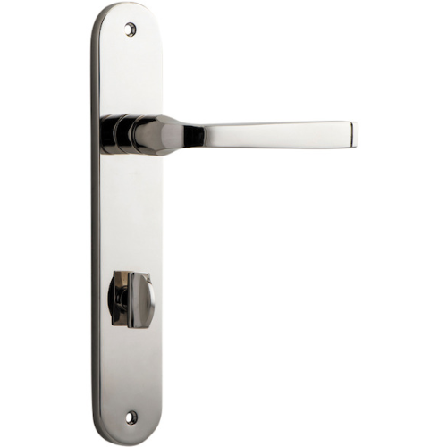 Door Lever Annecy Oval Privacy Polished Nickel CTC85mm H230xW40xP62mm in Polished Nickel