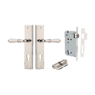 Door Lever Sarlat Stepped Polished Nickel Key / Key Entrance Kit in Polished Nickel