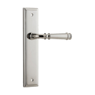 Pair of Iver Verona lever handles on stepped backplates, showcasing elegant architectural hardware design.