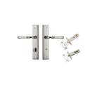 Door Lever Verona Stepped Privacy Polished Nickel CTC85mm H240xW50xP59mm Inbuilt Privacy Kit Tube Latch Split Cam 'T' Striker Polished Nickel Backset 60mm, Privacy Bolt Round Bolt Polished Nickel Backset 60mm in Polished Nickel