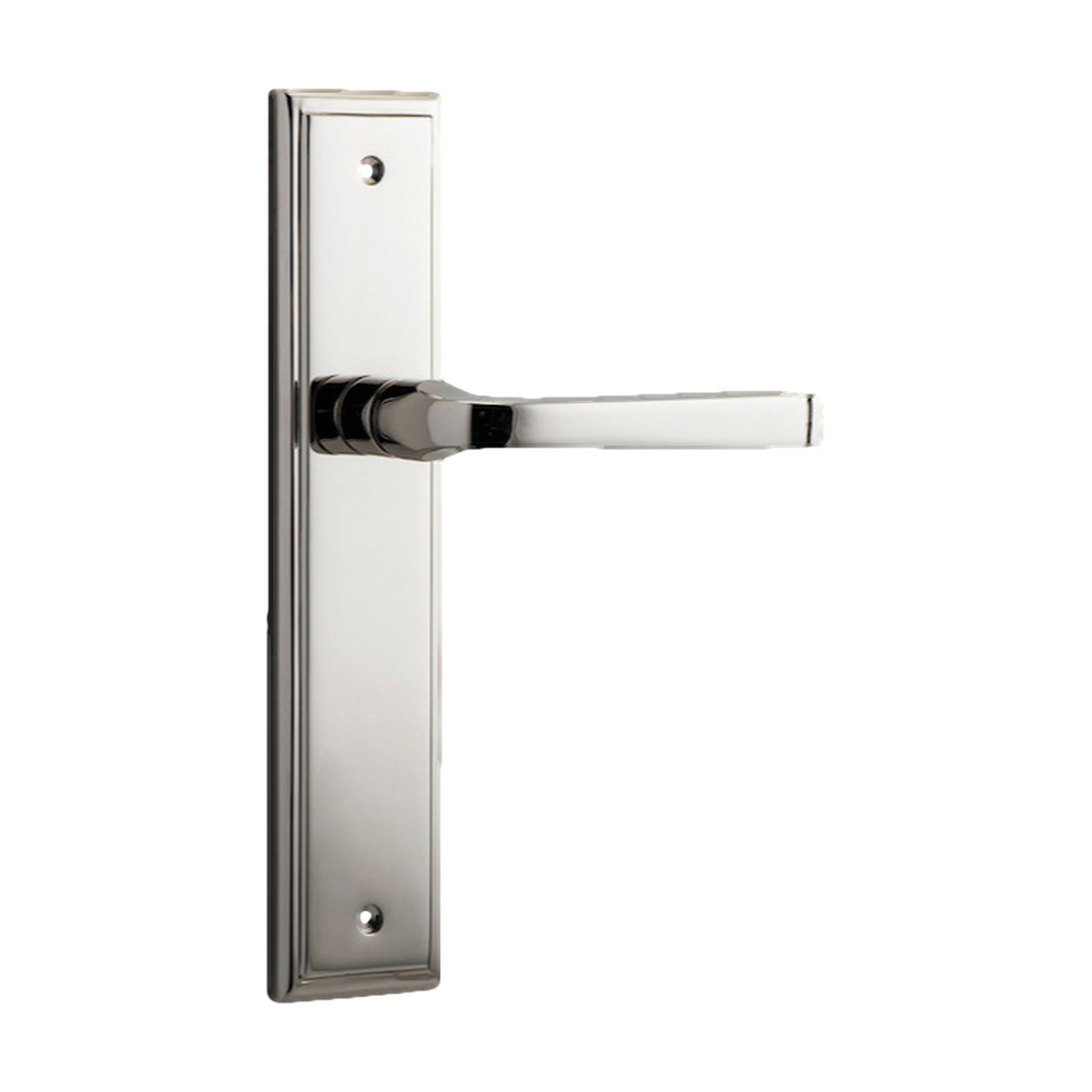Door Lever Annecy Stepped Latch Polished Nickel H237xW50xP65mm in Polished Nickel