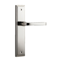 Door Lever Annecy Stepped Latch Polished Nickel H237xW50xP65mm in Polished Nickel