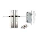 Door Lever Annecy Stepped Euro Polished Nickel CTC85mm H240xW50xP65mm Entrance Kit Mortice Lock Euro Polished Nickel CTC85mm Backset 60mm, Euro Cylinder Dual Function 5 Pin Polished Nickel L65mm KA1 in Polished Nickel