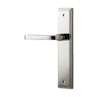 Door Lever Annecy Stepped Latch Left Hand Fixed Polished Nickel L117xP66mm BPH237xW50mm in Polished Nickel