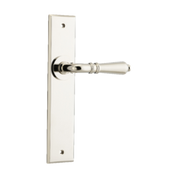Door Lever Sarlat Chamfered Latch Polished Nickel H240xW50xP55mm in Polished Nickel