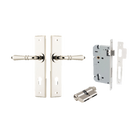 Door Lever Sarlat Chamfered Euro Pair Polished Nickel CTC85mm L111xP55mm BPH240xW50mm Mortice Lock Euro Polished Nickel CTC85mm Backset 60mm, Euro Cylinder Dual Function 5 Pin Polished Nickel 65mm KA4 in Polished Nickel