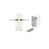 Door Lever Sarlat Chamfered Euro Pair Polished Nickel CTC85mm L111xP55mm BPH240xW50mm Mortice Lock Euro Polished Nickel CTC85mm Backset 60mm, Euro Cylinder Key Thumb 5 Pin Polished Nickel 65mm KA4 in Polished Nickel