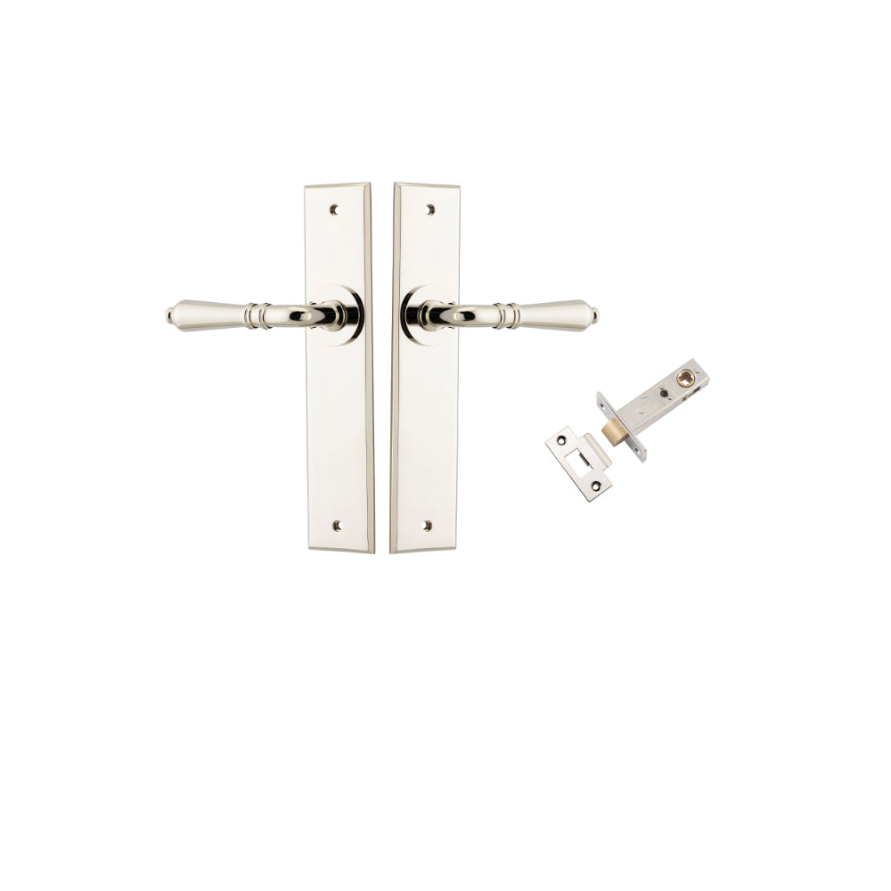 Door Lever Sarlat Chamfered Polished Nickel L111xP55mm BPH240xW50mm Passage Kit Tube Latch Split Cam 'T' Striker Polished Nickel Backset 60mm in Polished Nickel