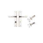 Door Lever Sarlat Chamfered Privacy Polished Nickel CTC85mm L111xP55mm BPH240xW50mm Privacy Kit Tube Latch Split Cam 'T' Striker Polished Nickel Backset 60mm, Privacy Bolt Round Bolt Polished Nickel Backset 60mm in Polished Nickel