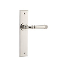 Door Lever Verona Chamfered Latch Polished Nickel H240xW50xP59mm in Polished Nickel