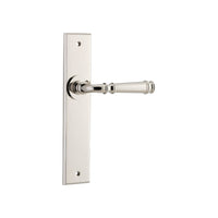 Door Lever Verona Chamfered Latch Polished Nickel H240xW50xP59mm in Polished Nickel