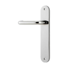 Door Lever Oslo Return Oval Latch Left Hand Fixed Polished Nickel L118xP54mm BPH240xW40mm in Polished Nickel
