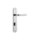 Door Lever Oslo Oval Privacy Polished Nickel CTC85mm H230xW40xP57mm in Polished Nickel