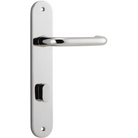 Door Lever Oslo Oval Privacy Polished Nickel CTC85mm H230xW40xP57mm in Polished Nickel