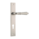 Door Lever Sarlat Rectangular Euro Satin Nickel CTC85mm H240xW38xP55mm in Satin Nickel
