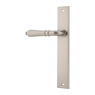 Door Lever Sarlat Rectangular Latch Left Hand Fixed Satin Nickel L111xP53mm BPH240xW38mm in Satin Nickel