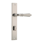 Door Lever Sarlat Rectangular Privacy Satin Nickel CTC85mm H240xW38xP55mm in Satin Nickel