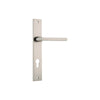 Door Lever Baltimore Rectangular Euro Satin Nickel CTC85mm H240xW38xP55mm in Satin Nickel