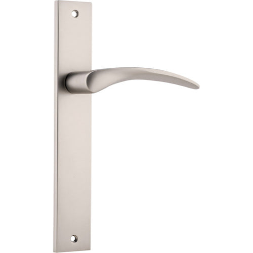 Door Lever Oxford on Long Backplate Satin Nickel H240xW38xP60mm in Satin Nickel