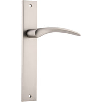 Door Lever Oxford on Long Backplate Satin Nickel H240xW38xP60mm in Satin Nickel