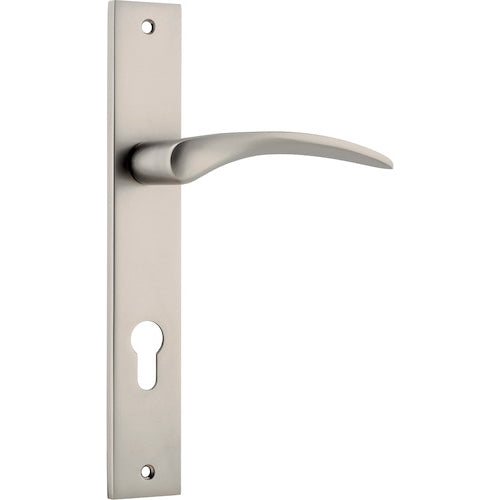 Door Lever Oxford Rectangular Euro Satin Nickel CTC85mm H240xW38xP60mm in Satin Nickel