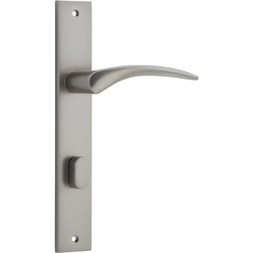 Door Lever Oxford Rectangular Privacy Satin Nickel CTC85mm H240xW38xP60mm in Satin Nickel