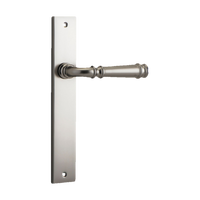 Door Lever Verona on Long Backplate Satin Nickel H237xW50xP59mm in Satin Nickel