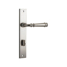 Door Lever Verona Rectangular Privacy Satin Nickel CTC85mm H237xW50xP59mm in Satin Nickel