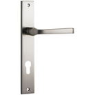 Door Lever Annecy Rectangular Euro Satin Nickel CTC85mm H237xW50xP65mm in Satin Nickel