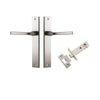 Door Lever Annecy Rectangular Latch Satin Nickel H240xW38xP65mm Passage Kit, Tube Latch Split Cam 'T' Striker Satin Nickel Backset 60mm in Satin Nickel