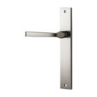 Door Lever Annecy Rectangular Latch Left Hand Fixed Satin Nickel L117xP63mm BPH240xW38mm in Satin Nickel