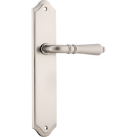 Door Lever Sarlat Shouldered Latch Satin Nickel H250xW48xP57mm in Satin Nickel