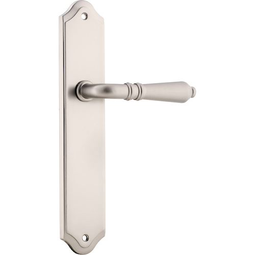 Door Lever Sarlat Shouldered Latch Satin Nickel H250xW48xP57mm in Satin Nickel