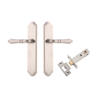 Door Lever Sarlat Shouldered Latch Satin Nickel H250xW48xP57mm Passage Kit Tube Latch Split Cam 'T' Striker Satin Nickel Backset 60mm in Satin Nickel
