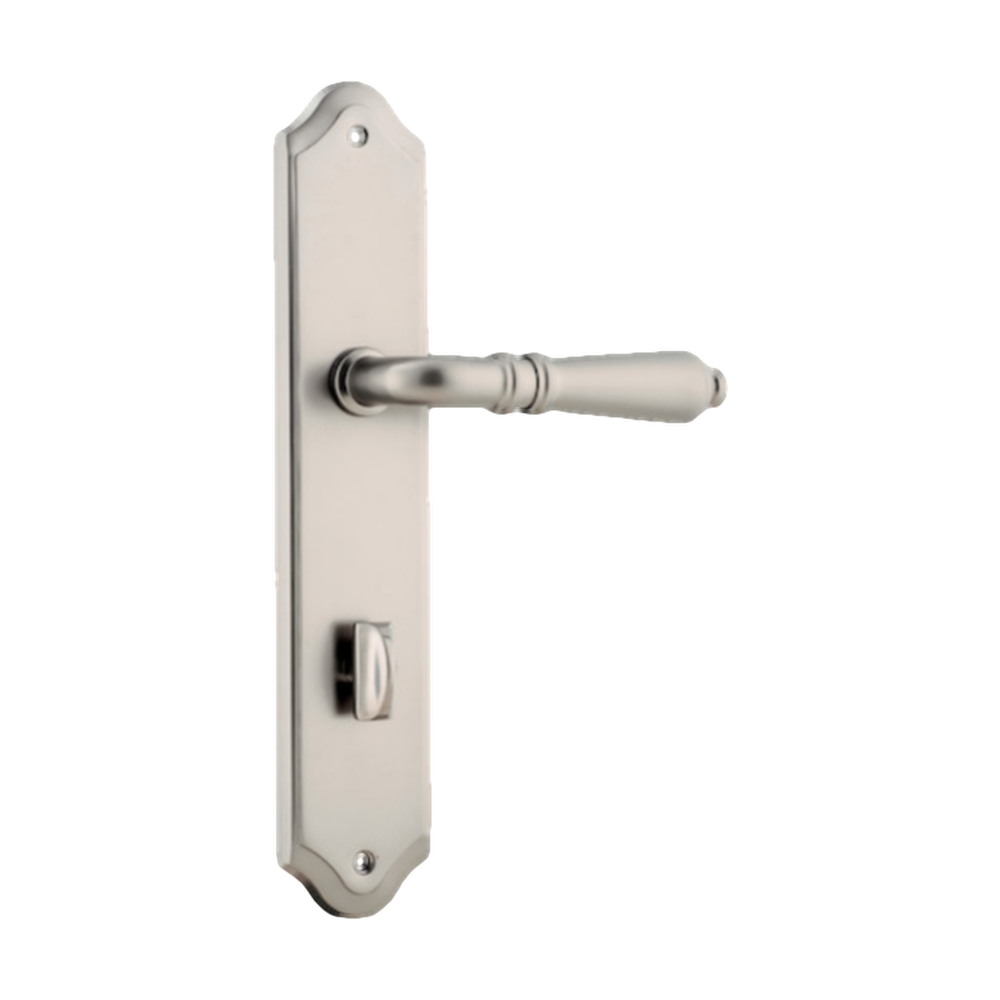 Door Lever Sarlat Shouldered Privacy Satin Nickel CTC85mm H250xW48xP57mm in Satin Nickel