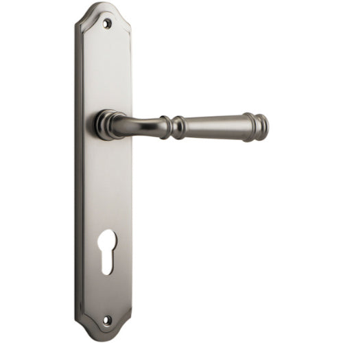 Door Lever Verona Shouldered Euro Satin Nickel CTC85mm H237xW50xP59mm in Satin Nickel