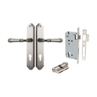 Door Lever Verona Shouldered Euro Satin Nickel CTC85mm H240xW50xP59mm Entrance Kit Mortice Lock Euro Satin Nickel CTC85mm Backset 60mm, Euro Cylinder Dual Function 5 Pin Satin Nickel L65mm KA1 in Satin Nickel