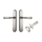 Door Lever Verona Shouldered Latch Satin Nickel H240xW50xP59mm Passage Kit Tube Latch Split Cam 'T' Striker Satin Nickel Backset 60mm in Satin Nickel