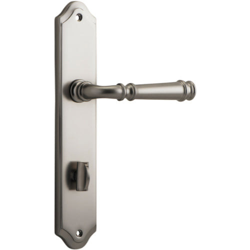 Door Lever Verona Shouldered Privacy Satin Nickel CTC85mm H237xW50xP59mm in Satin Nickel