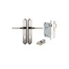 Door Lever Annecy Shouldered Euro Satin Nickel CTC85mm H240xW50xP65mm Entrance Kit Mortice Lock Euro Satin Nickel CTC85mm Backset 60mm, Euro Cylinder Dual Function 5 Pin Satin Nickel L65mm KA1 in Satin Nickel