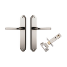 Door Lever Annecy Shouldered Latch Satin Nickel H240xW50xP65mm Passage Kit Tube Latch Split Cam 'T' Striker Satin Nickel Backset 60mm in Satin Nickel