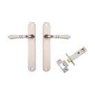 Door Lever Sarlat Oval Latch Satin Nickel H240xW40xP55mm Passage Kit Tube Latch Split Cam 'T' Striker Satin Nickel Backset 60mm in Satin Nickel